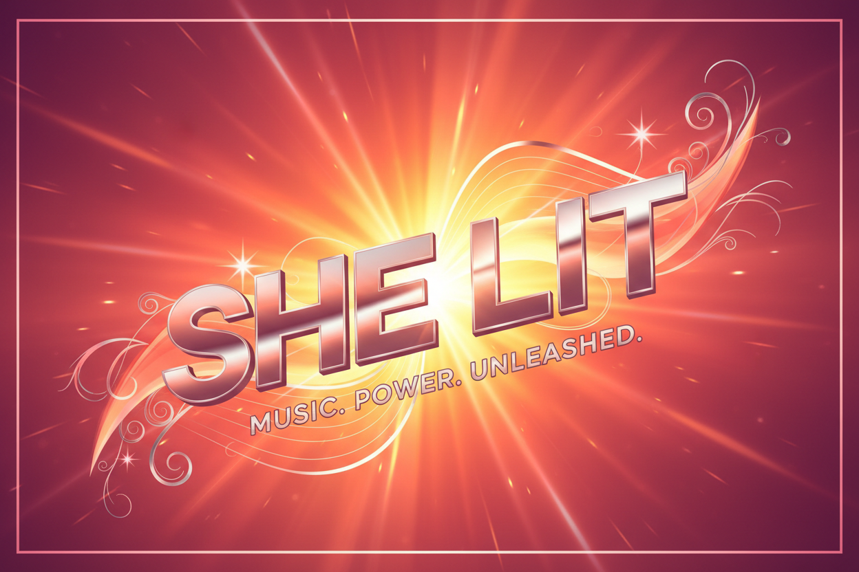 SHE LIT promotional banner - third variation